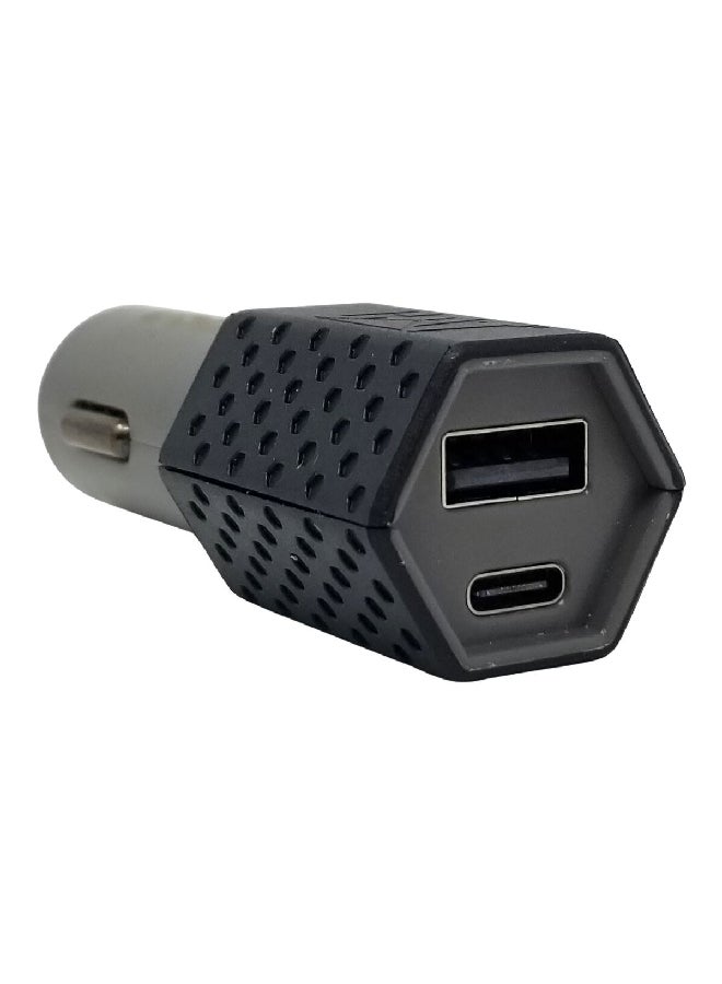 32W Stylish Durable TPE Material Dual USB Power Delivery DC Car Adapter Black 8.25 x 2.54 x 2.54 cm CAT-2USBDC-PD